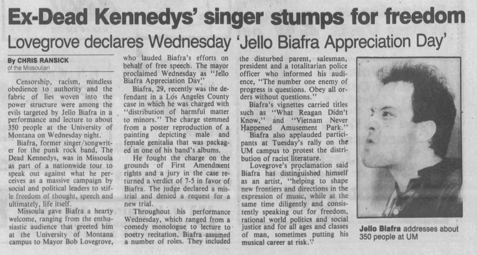 Jello Biafra - 1987